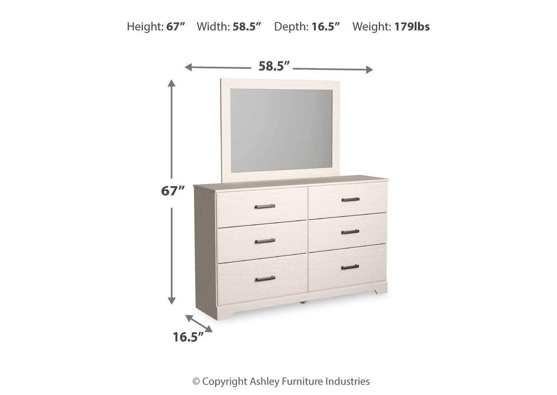 Stelsie Twin Panel Bed with Mirrored Dresser and 2 Nightstands dimensions