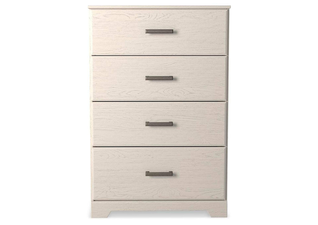 Stelsie Twin Panel Bed with Mirrored Dresser and Chest front view