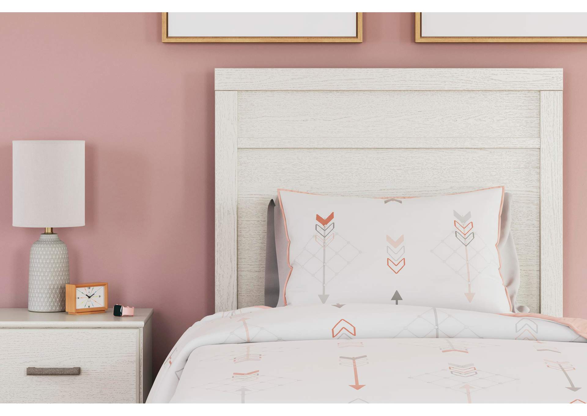 Stelsie Twin Panel Bed with Mirrored Dresser detail