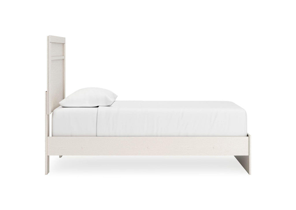 Stelsie Twin Panel Bed with Mirrored Dresser and Chest side view