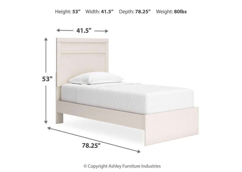 Stelsie Twin Panel Bed with Mirrored Dresser, Chest and Nightstand dimensions