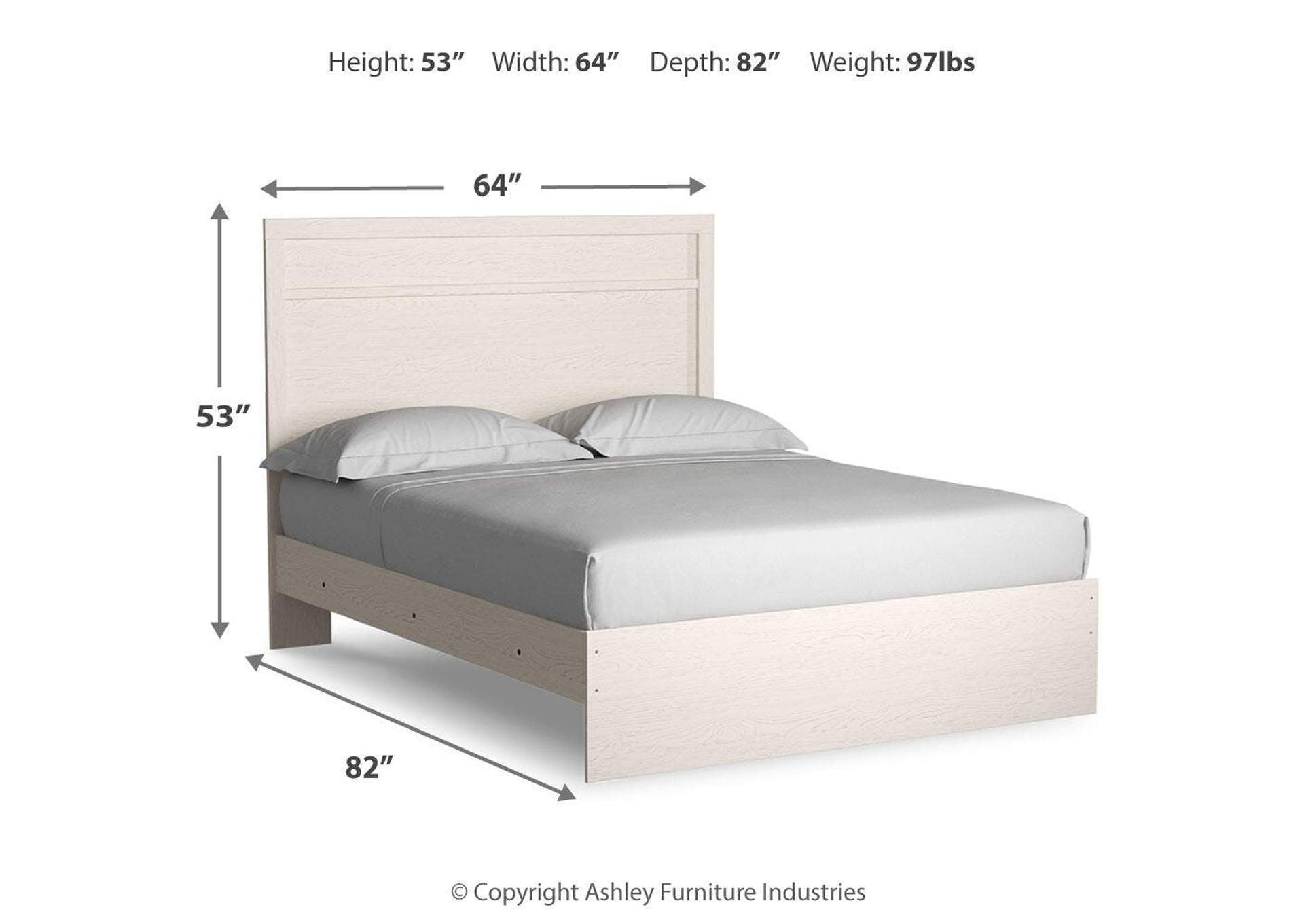 Stelsie Queen Panel Bed with Mirrored Dresser dimensions