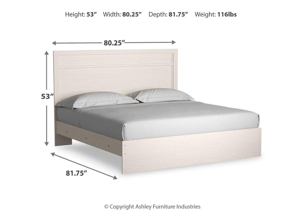 Stelsie King Panel Bed with Mirrored Dresser dimensions