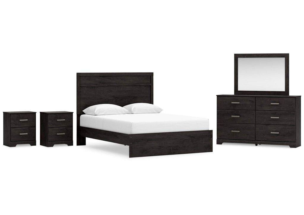 Belachime Queen Panel Bed with Mirrored Dresser and 2 Nightstands