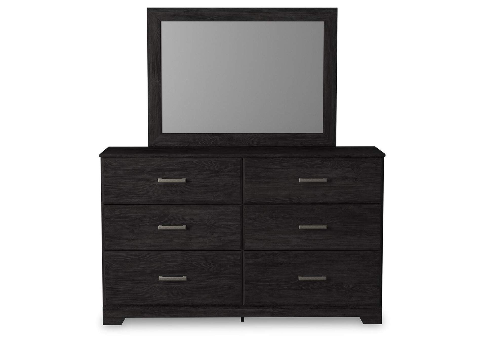 Belachime Twin Panel Bed with Mirrored Dresser, Chest and 2 Nightstands front view