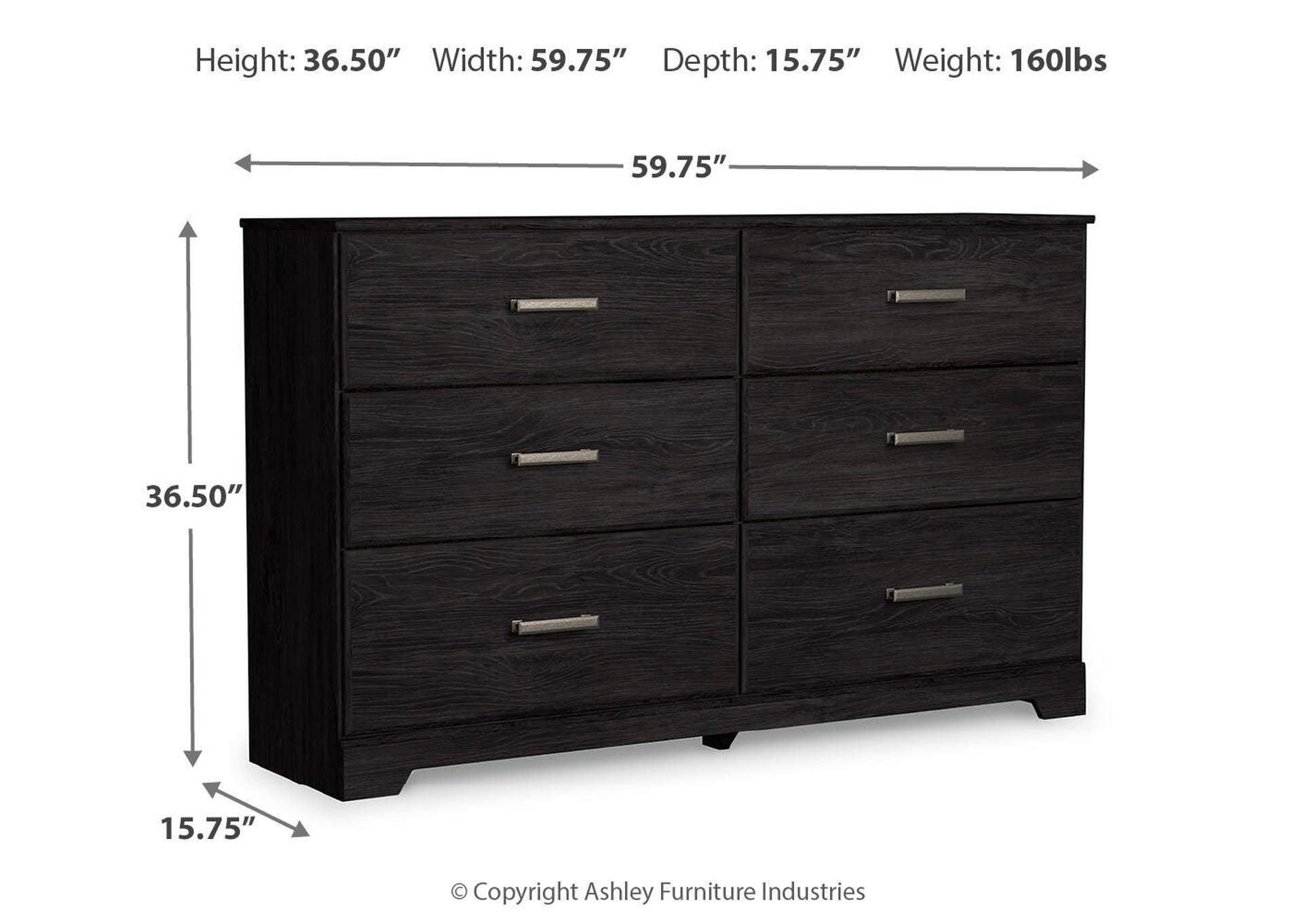 Belachime Full Panel Bed with Dresser dimensions