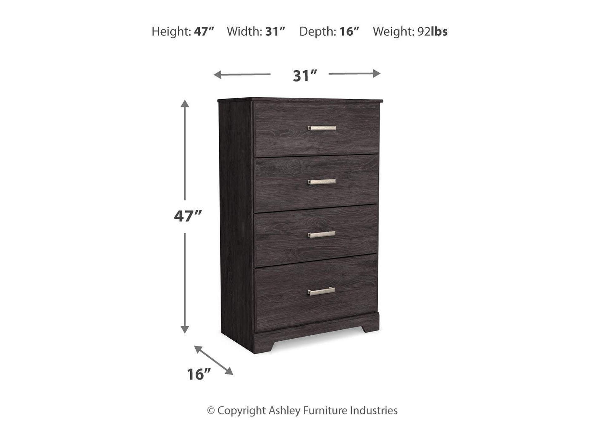 Belachime King Panel Bed with Mirrored Dresser and Chest dimensions