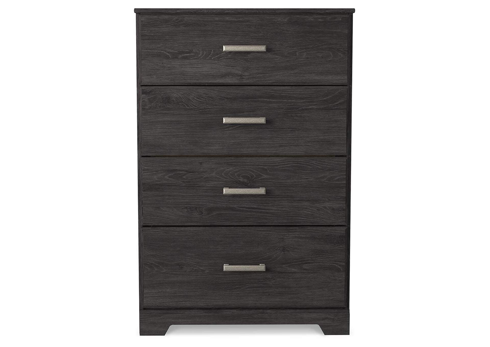 Belachime Twin Panel Bed with Mirrored Dresser, Chest and Nightstand front view