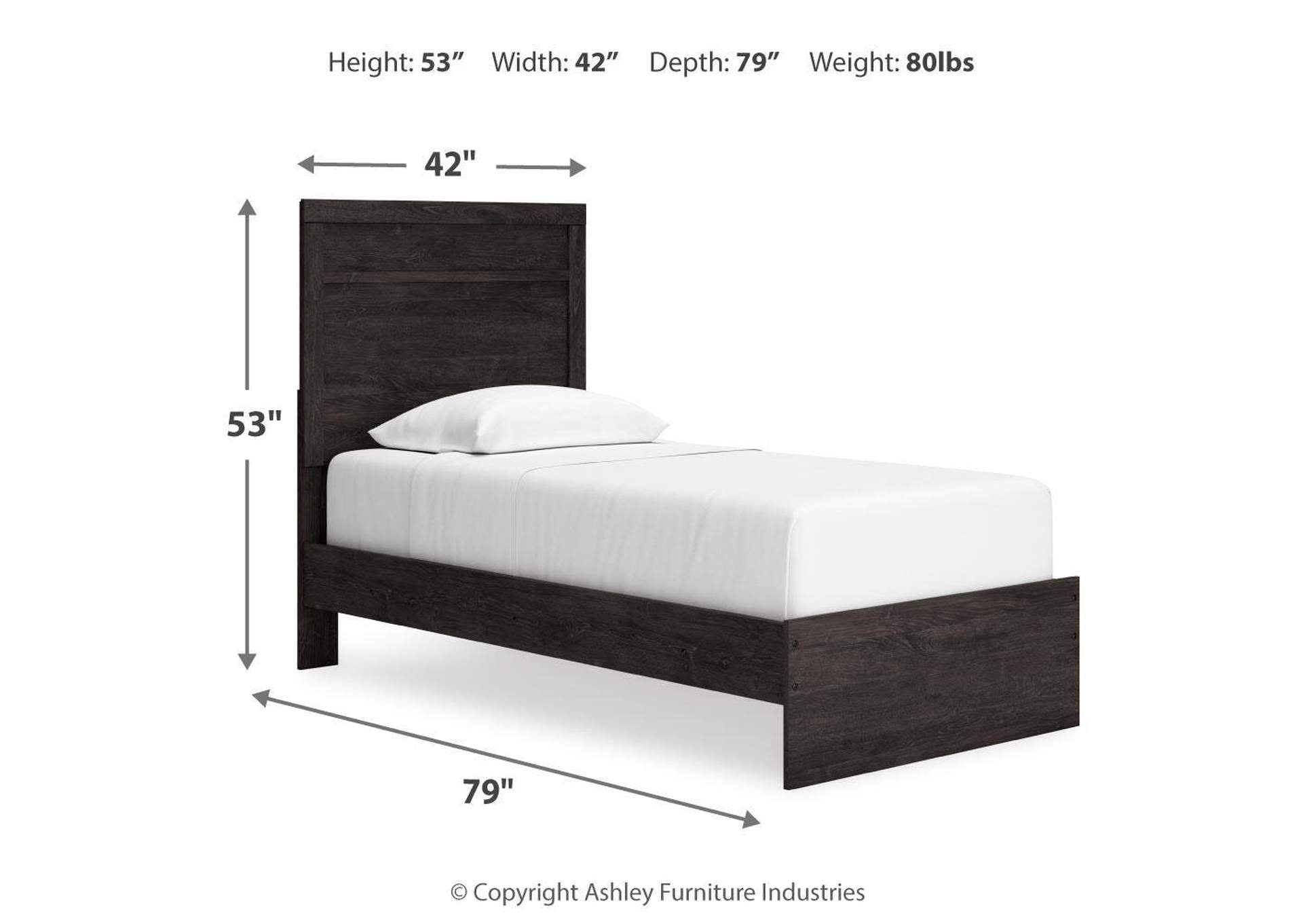 Belachime Twin Panel Bed with Mirrored Dresser and 2 Nightstands dimensions