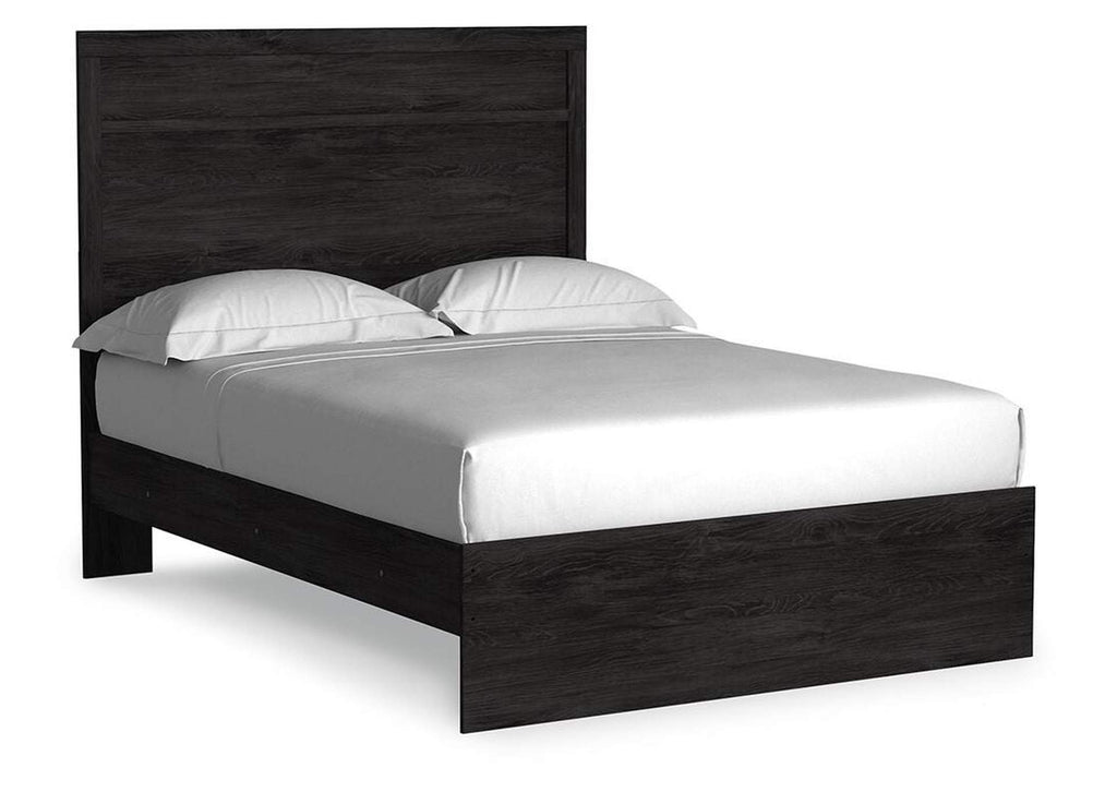 Belachime Full Panel Bed with Mirrored Dresser