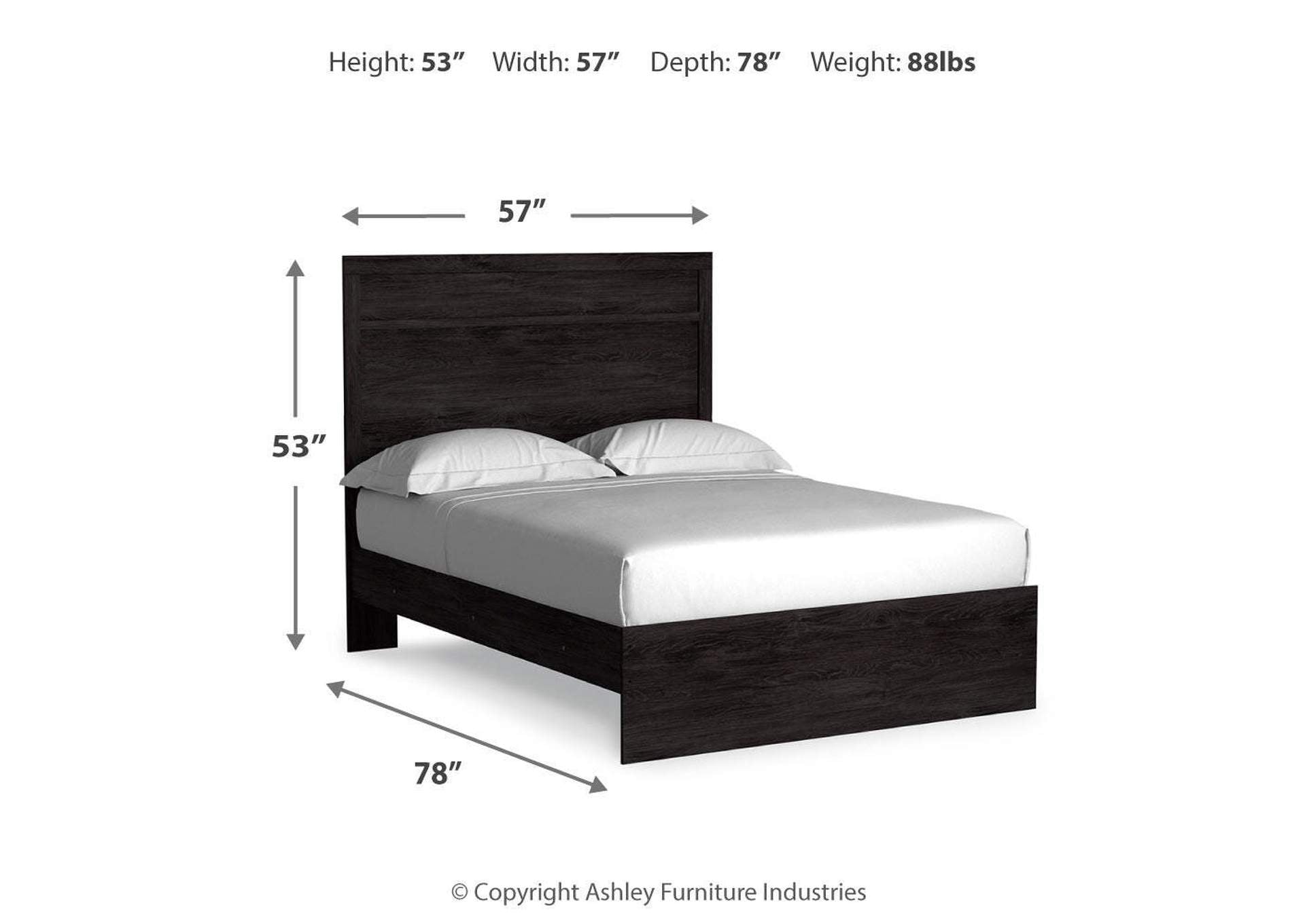 Belachime Full Panel Bed with Mirrored Dresser and 2 Nightstands dimensions