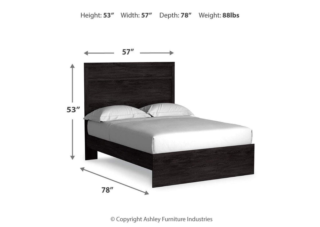 Belachime Full Panel Bed with Mirrored Dresser, Chest and 2 Nightstands dimensions
