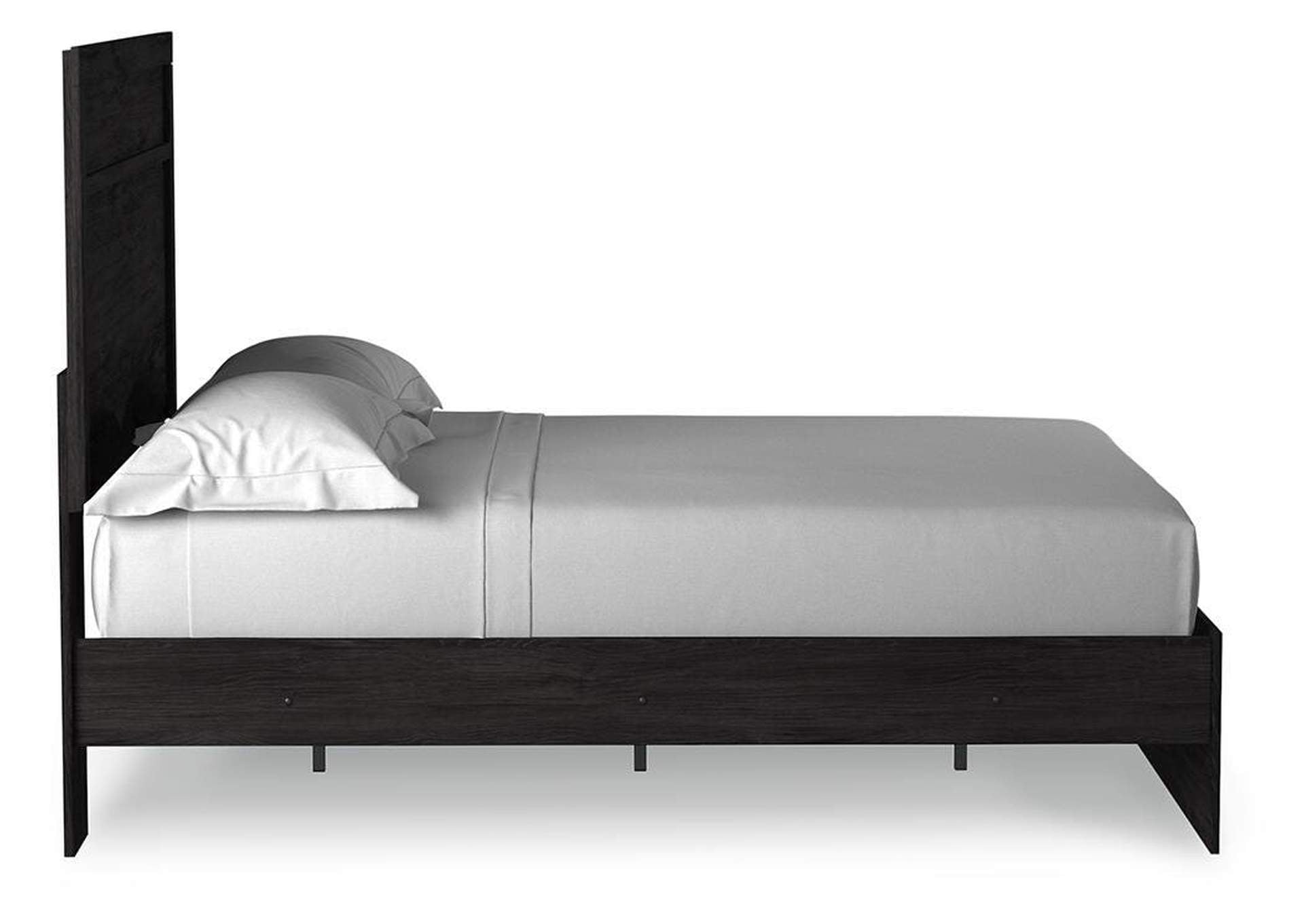 Belachime Full Panel Bed with Mirrored Dresser and Chest side view