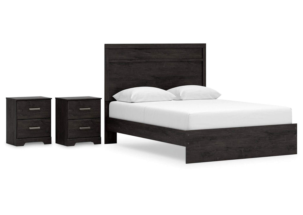 Belachime Queen Panel Bed with 2 Nightstands