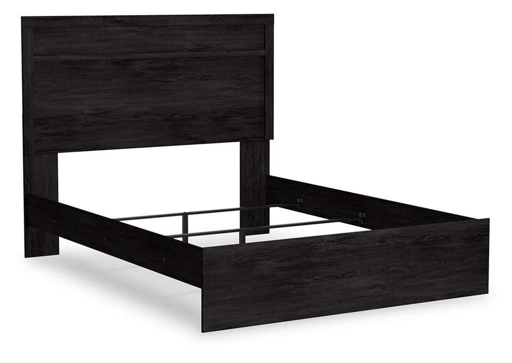 Belachime Queen Panel Bed with Mirrored Dresser, Chest and 2 Nightstands angled view