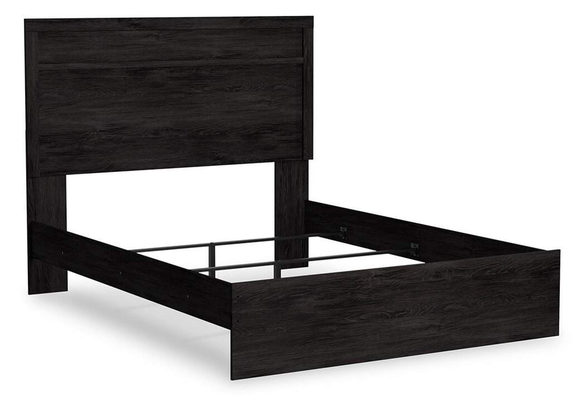 Belachime Queen Panel Bed with Mirrored Dresser, Chest and 2 Nightstands angled view