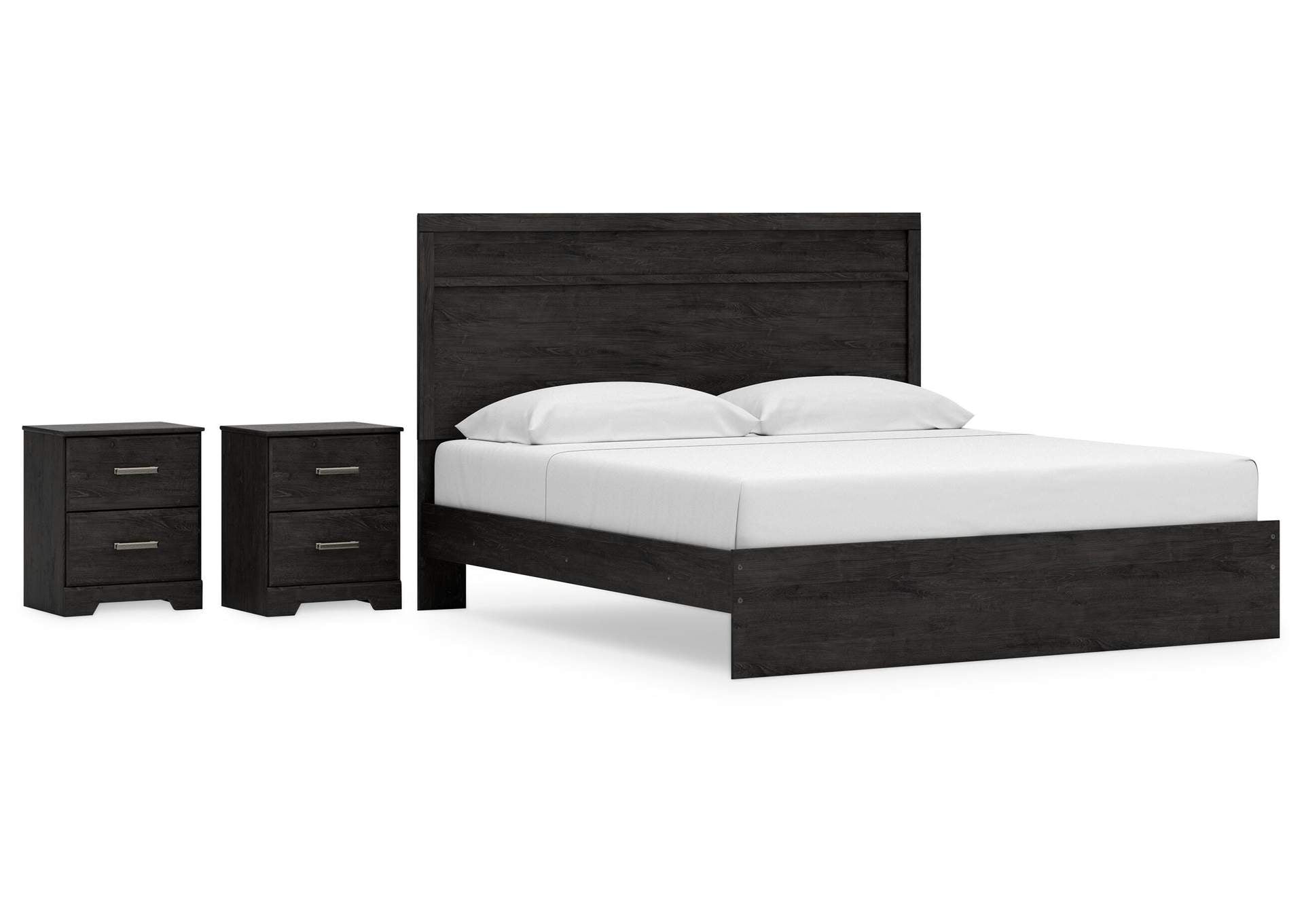 Belachime King Panel Bed with 2 Nightstands