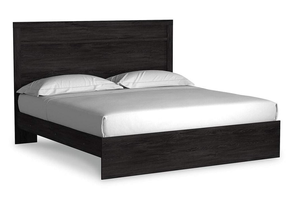 Belachime King Panel Bed with 2 Nightstands angled view