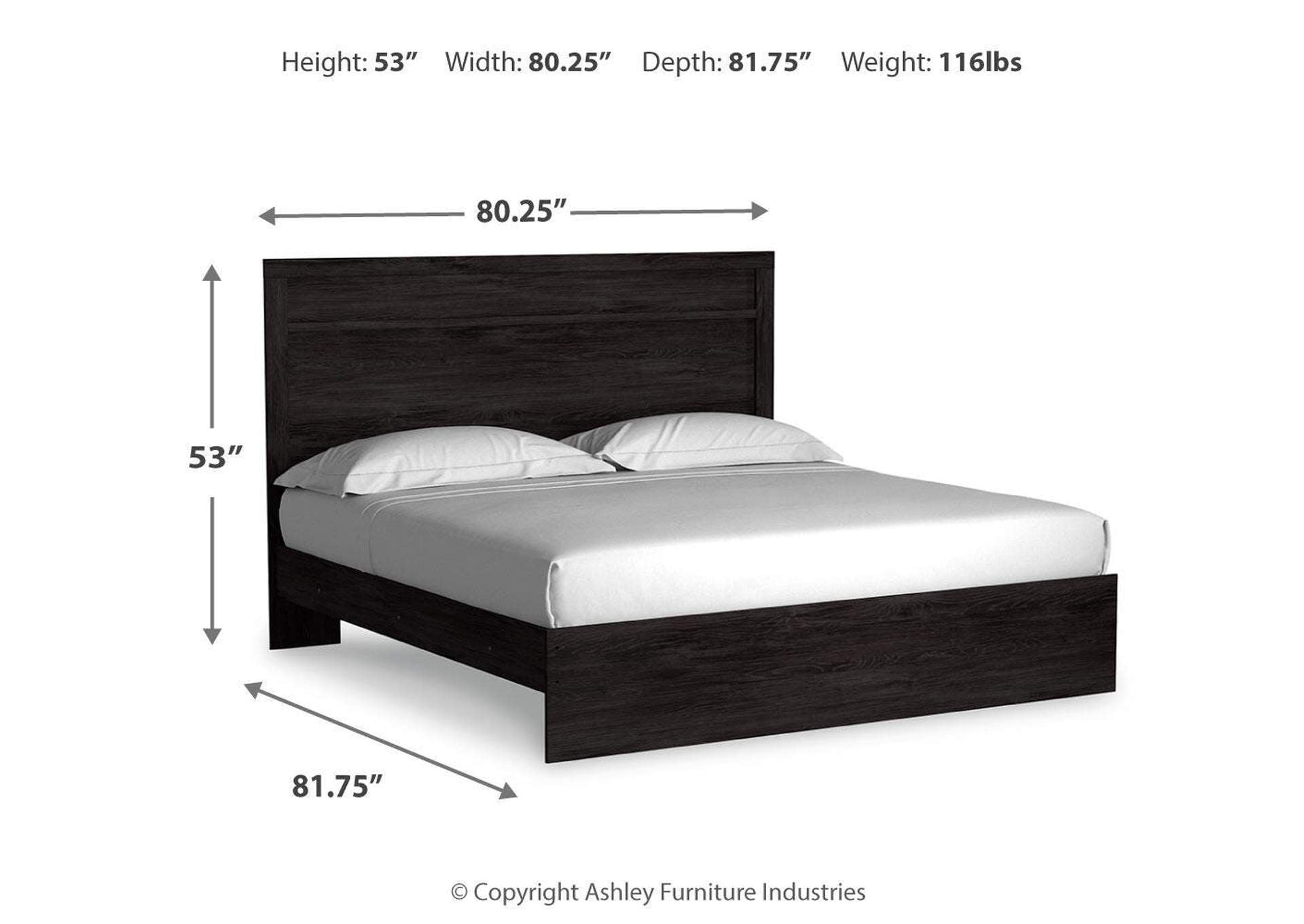 Belachime King Panel Bed with Dresser dimensions