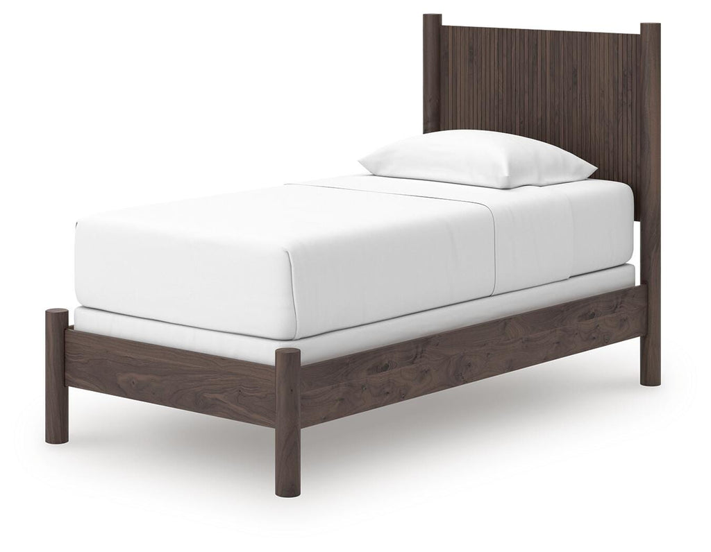Pamytta Twin Panel Bed in Brown, angle view