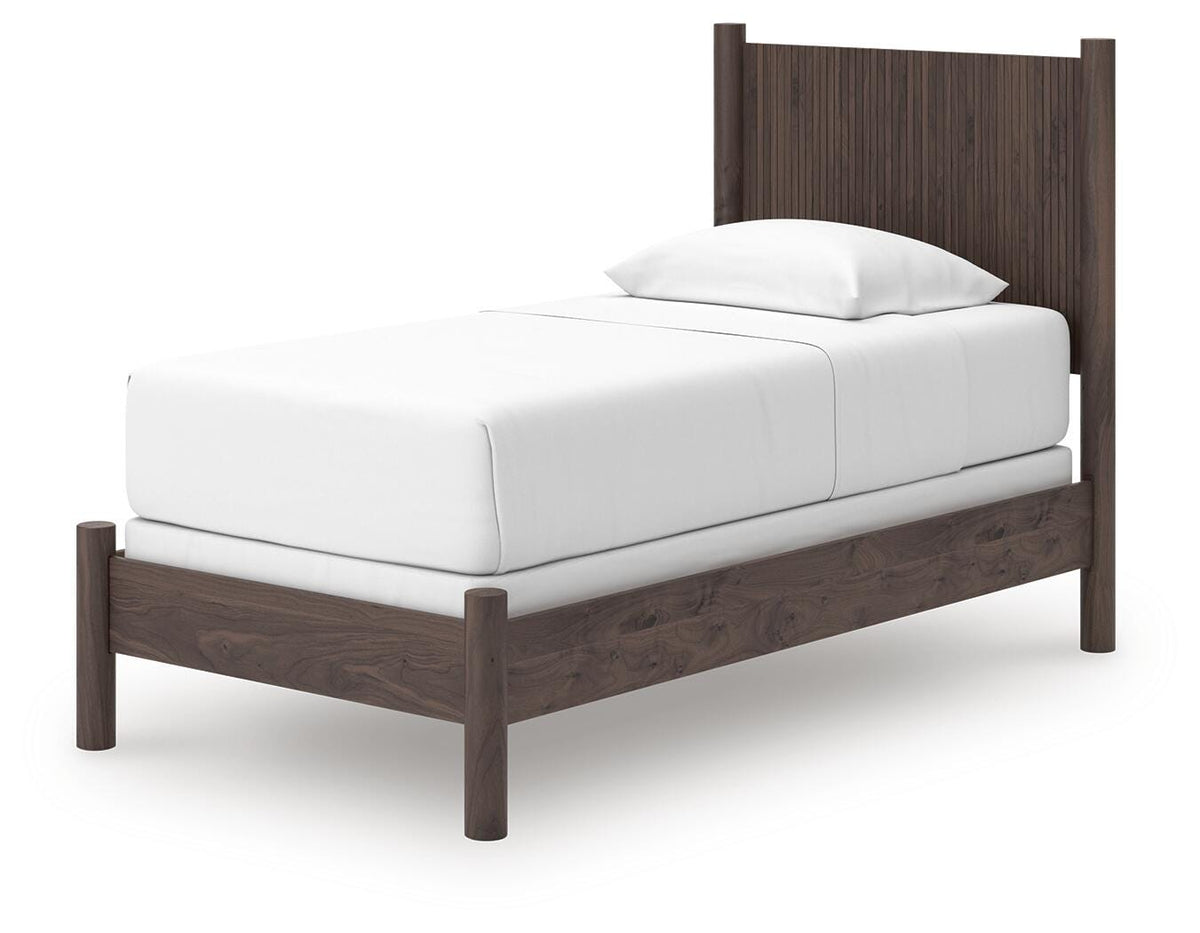 Pamytta Twin Panel Bed in Brown, angle view