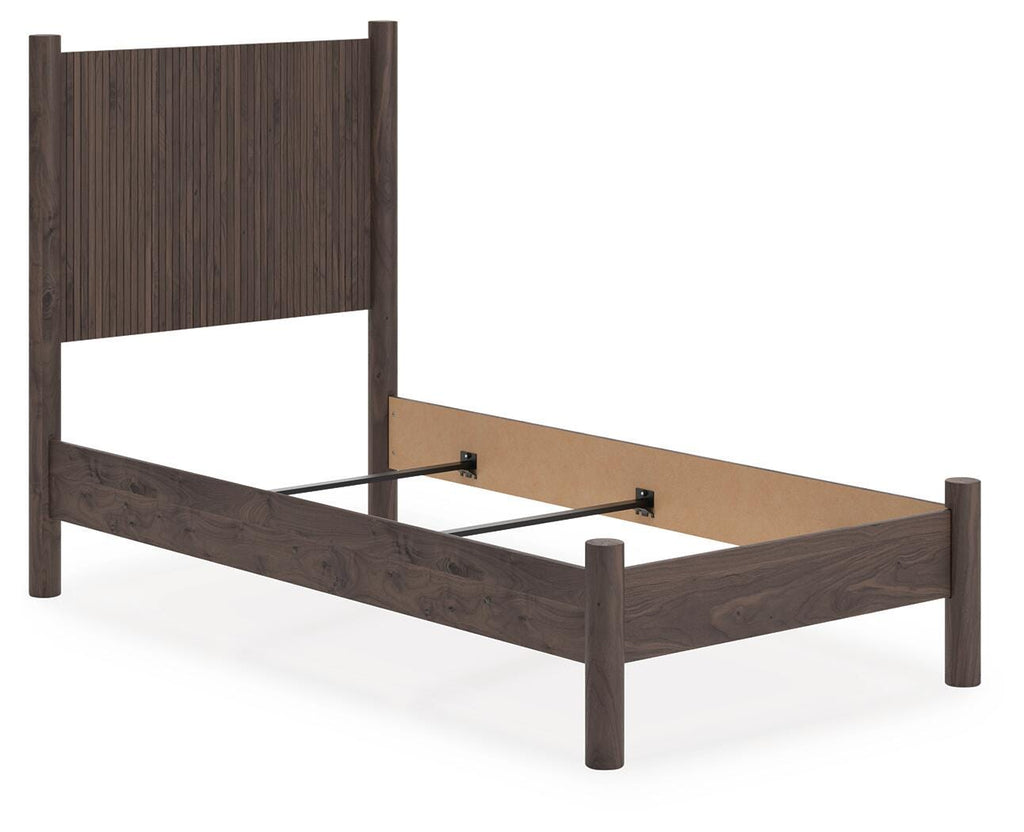 Pamytta Twin Panel Bed in Brown, angle view