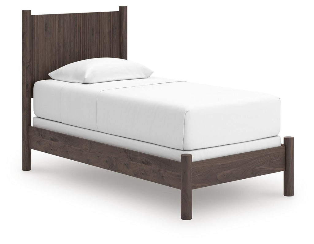 Pamytta Twin Panel Bed in Brown, angle view