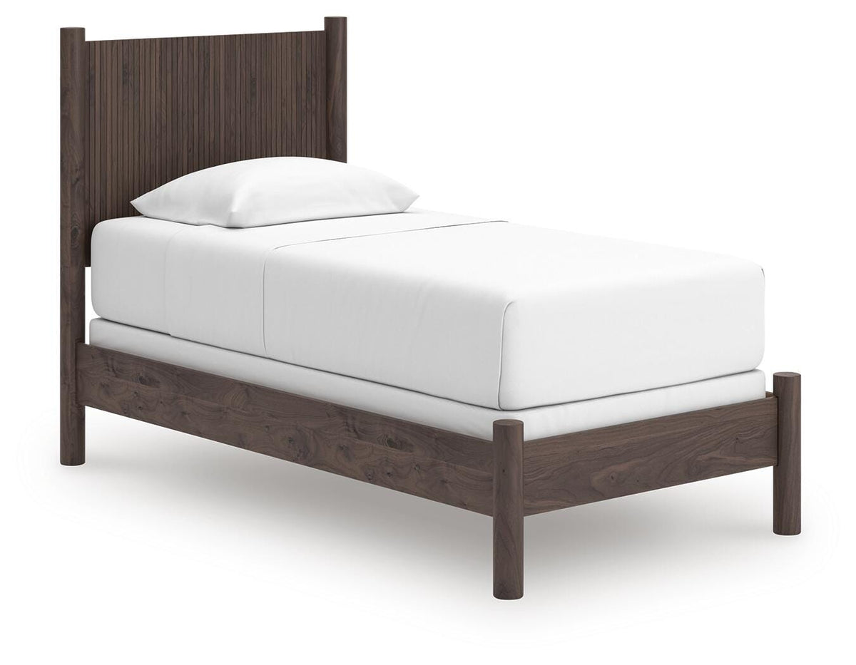Pamytta Twin Panel Bed in Brown, angle view