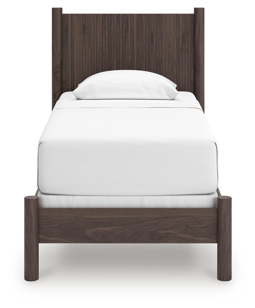 Pamytta Twin Panel Bed in Brown, front view