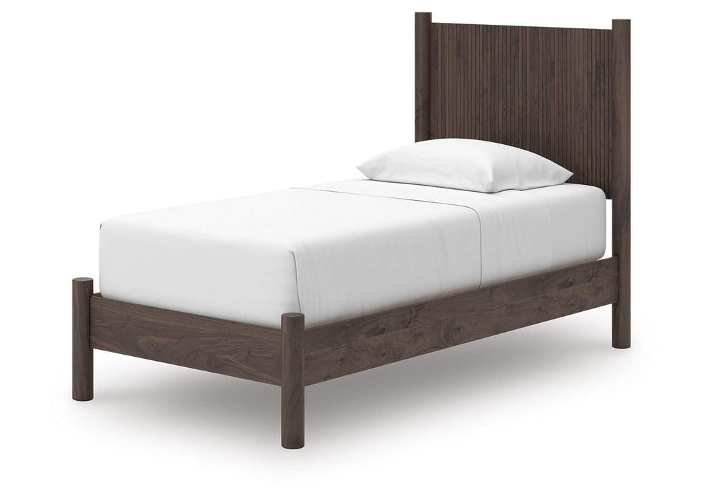 Cadmori Twin Panel Platform Bed, Dresser and Chest angled view