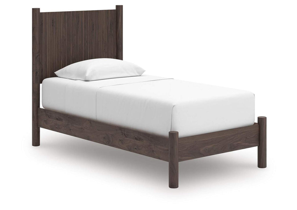 Cadmori Twin Panel Platform Bed, Dresser, Mirror and Chest angled view