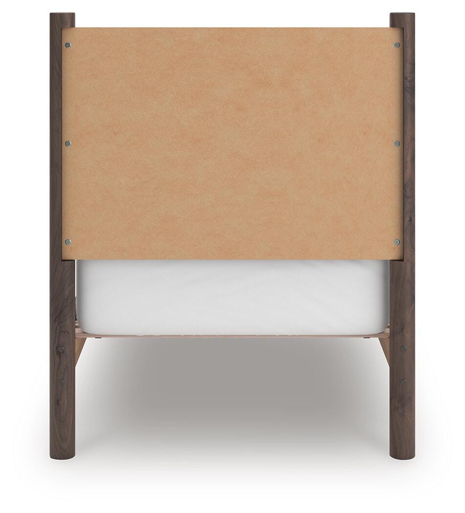 Pamytta Twin Panel Platform Bed in Brown, back view