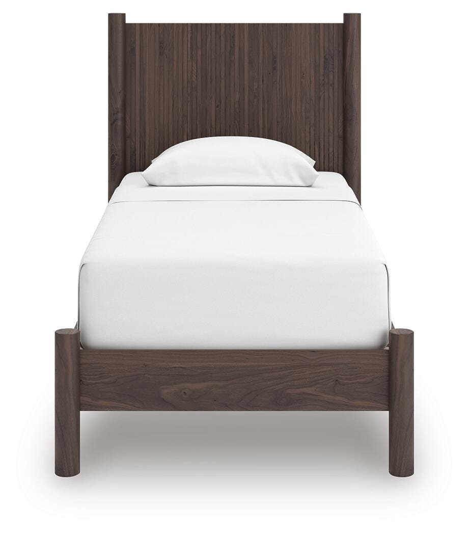 Pamytta Twin Panel Platform Bed in Brown, front view