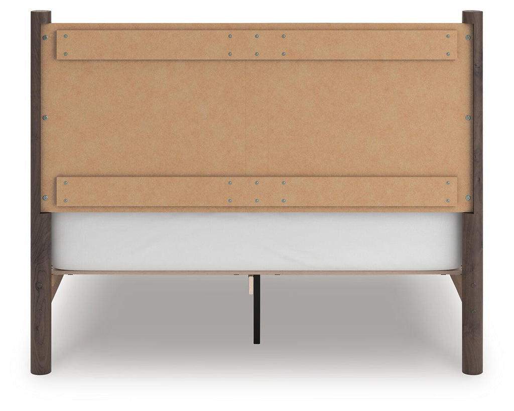 Pamytta Queen Panel Platform Bed in Brown, back view
