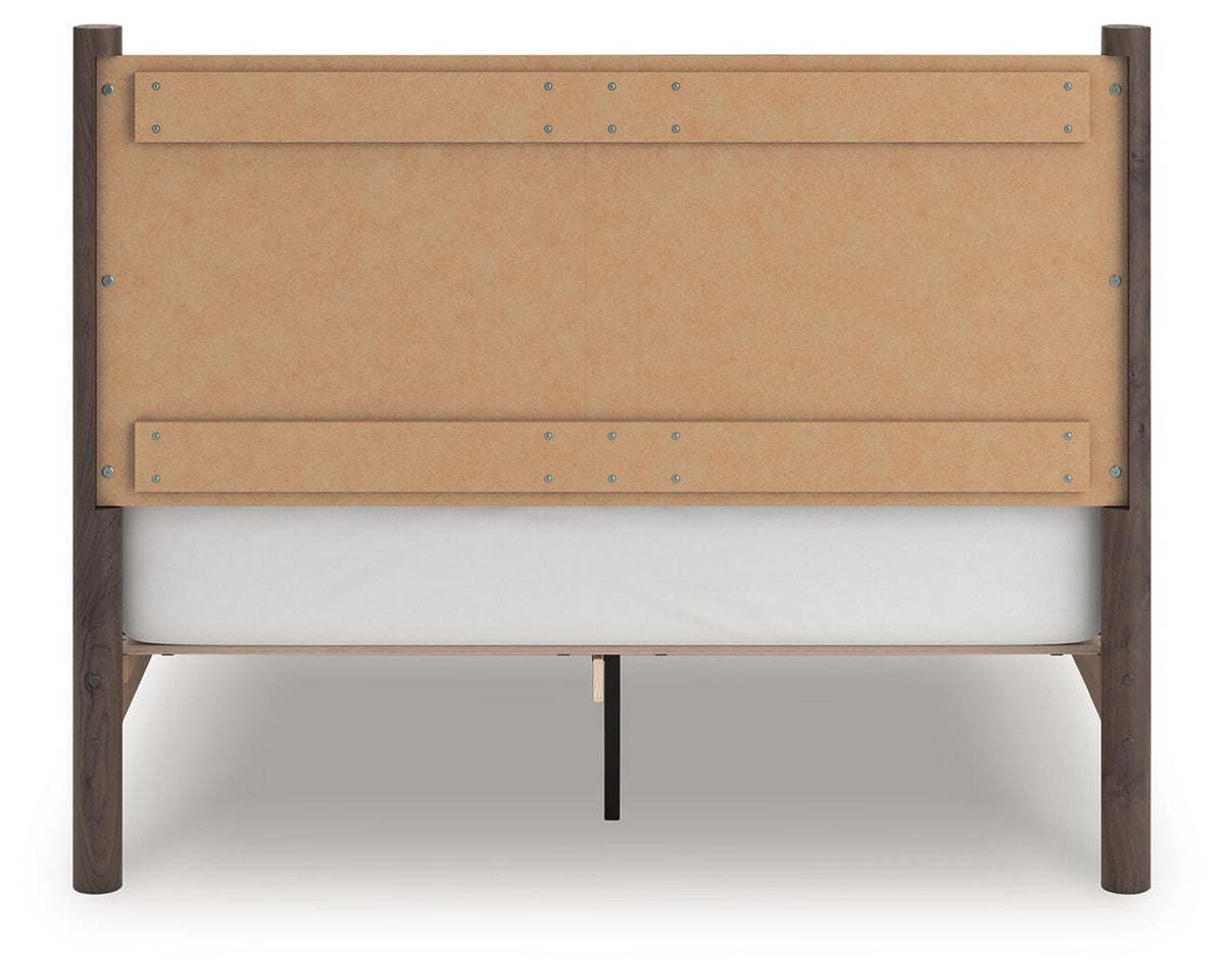 Pamytta Queen Panel Platform Bed in Brown, back view