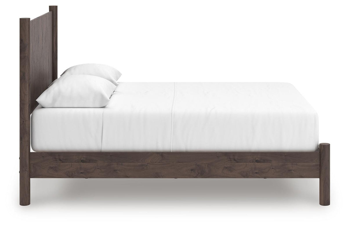 Pamytta Queen Panel Platform Bed in Brown, side view