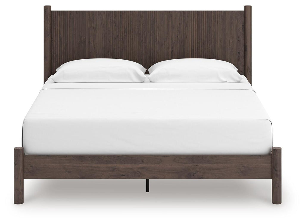Pamytta King Panel Platform Bed in Brown, front view