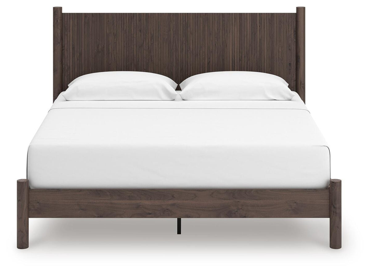 Pamytta King Panel Platform Bed in Brown, front view