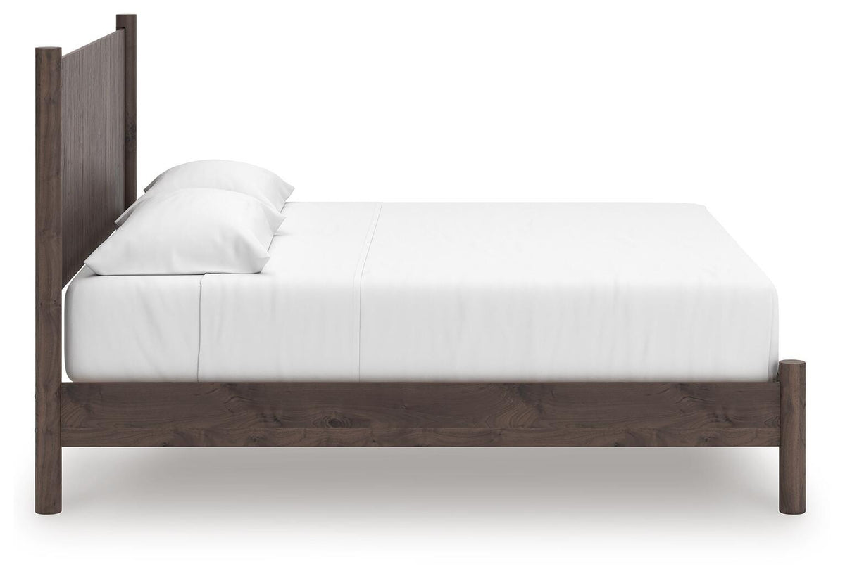 Pamytta King Panel Platform Bed in Brown, side view