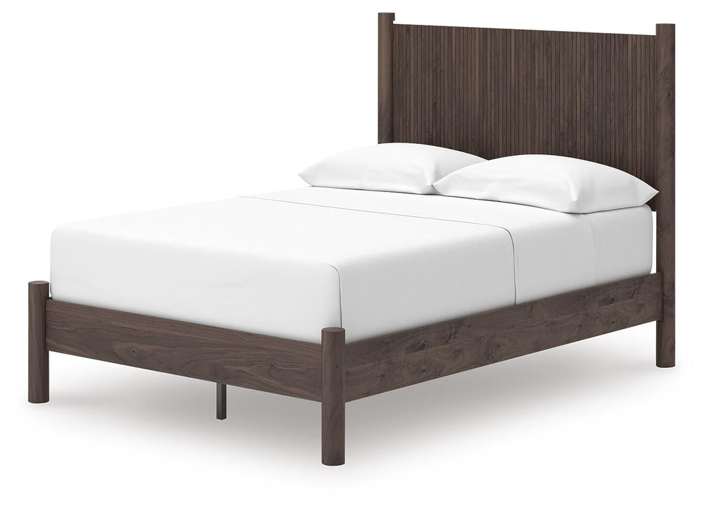Pamytta Full Panel Platform Bed in Brown, angle view
