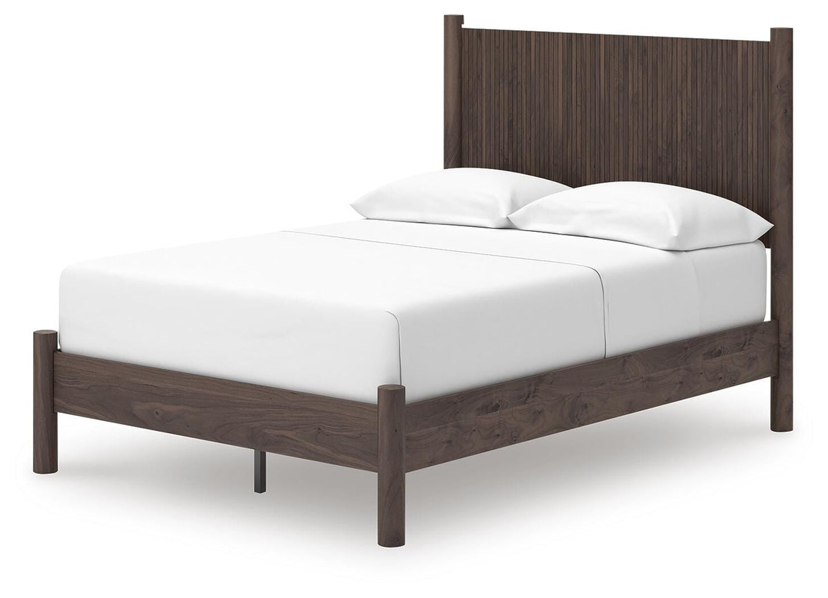 Pamytta Full Panel Platform Bed in Brown, angle view