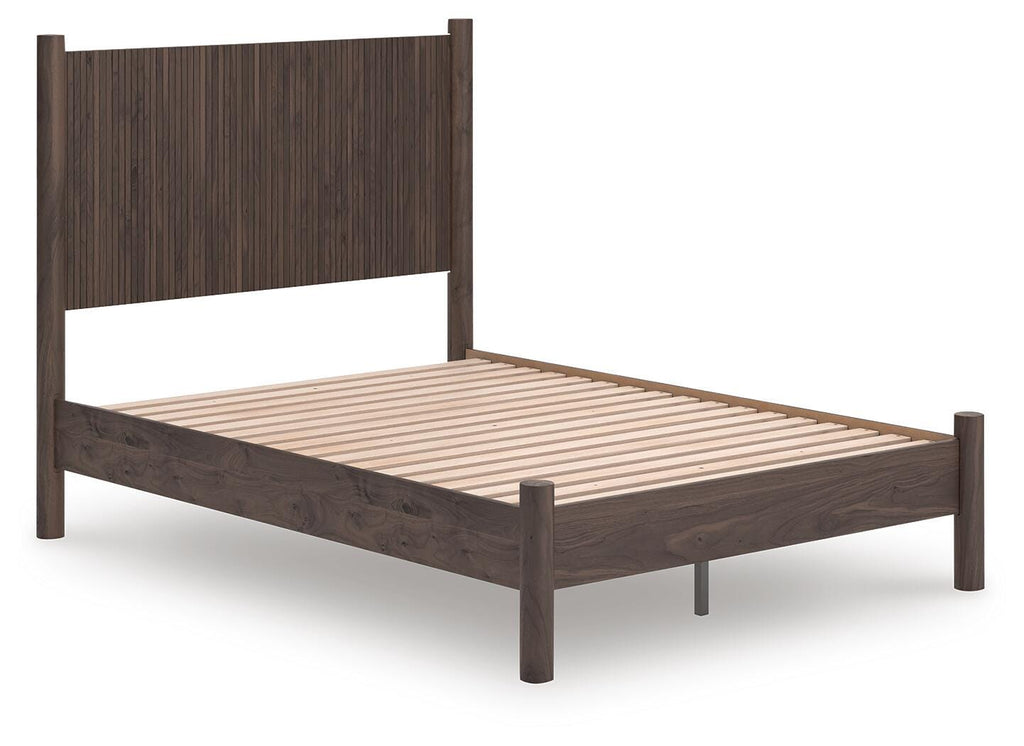 Pamytta Full Panel Platform Bed in Brown, angle view