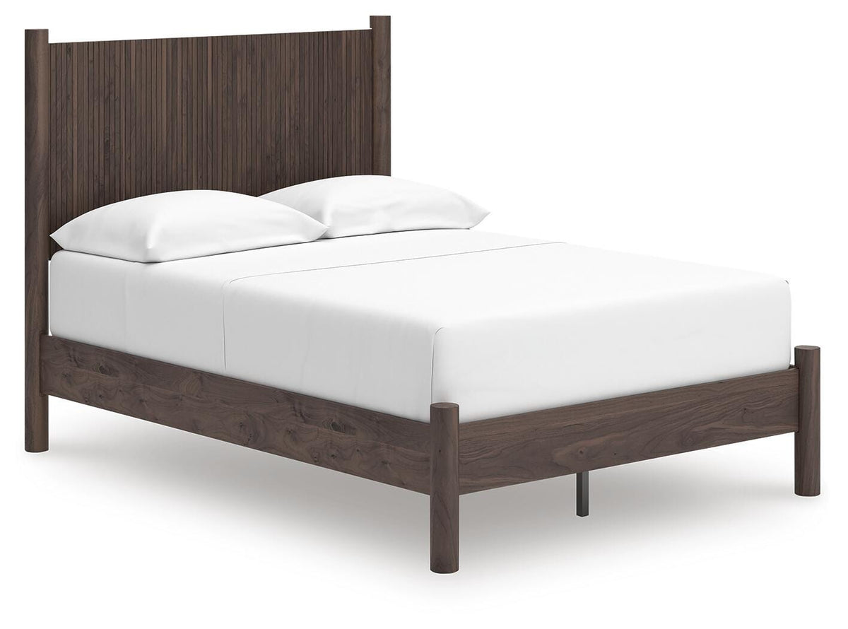 Pamytta Full Panel Platform Bed in Brown, angle view