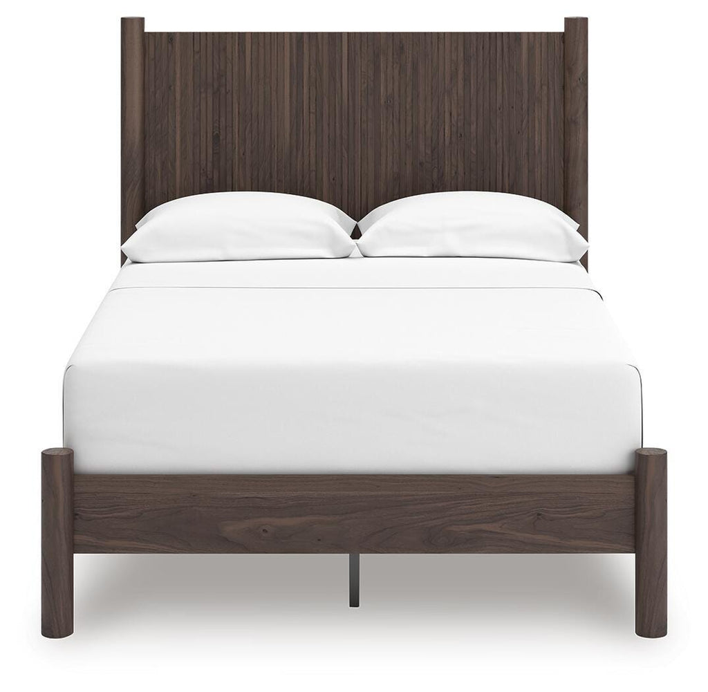 Pamytta Full Panel Platform Bed in Brown, front view