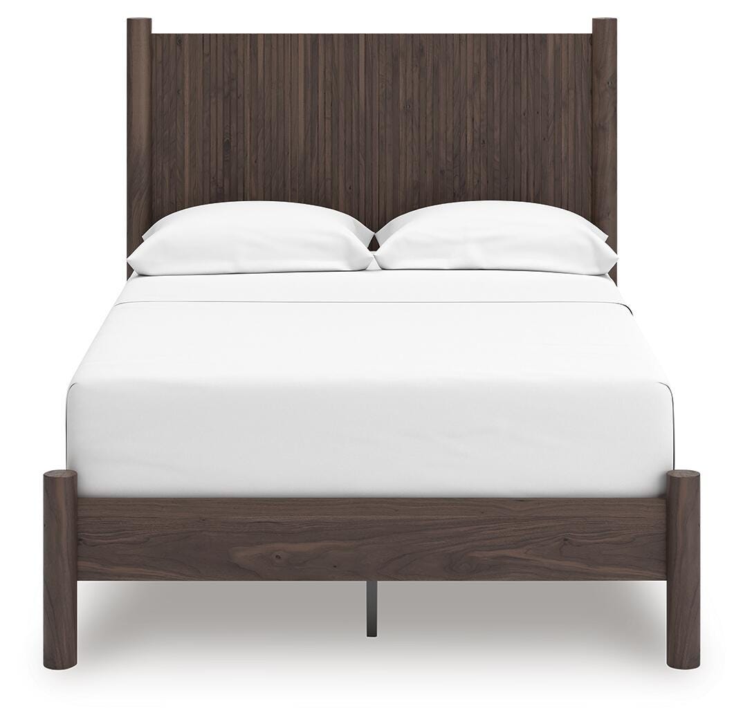 Pamytta Full Panel Platform Bed in Brown, front view