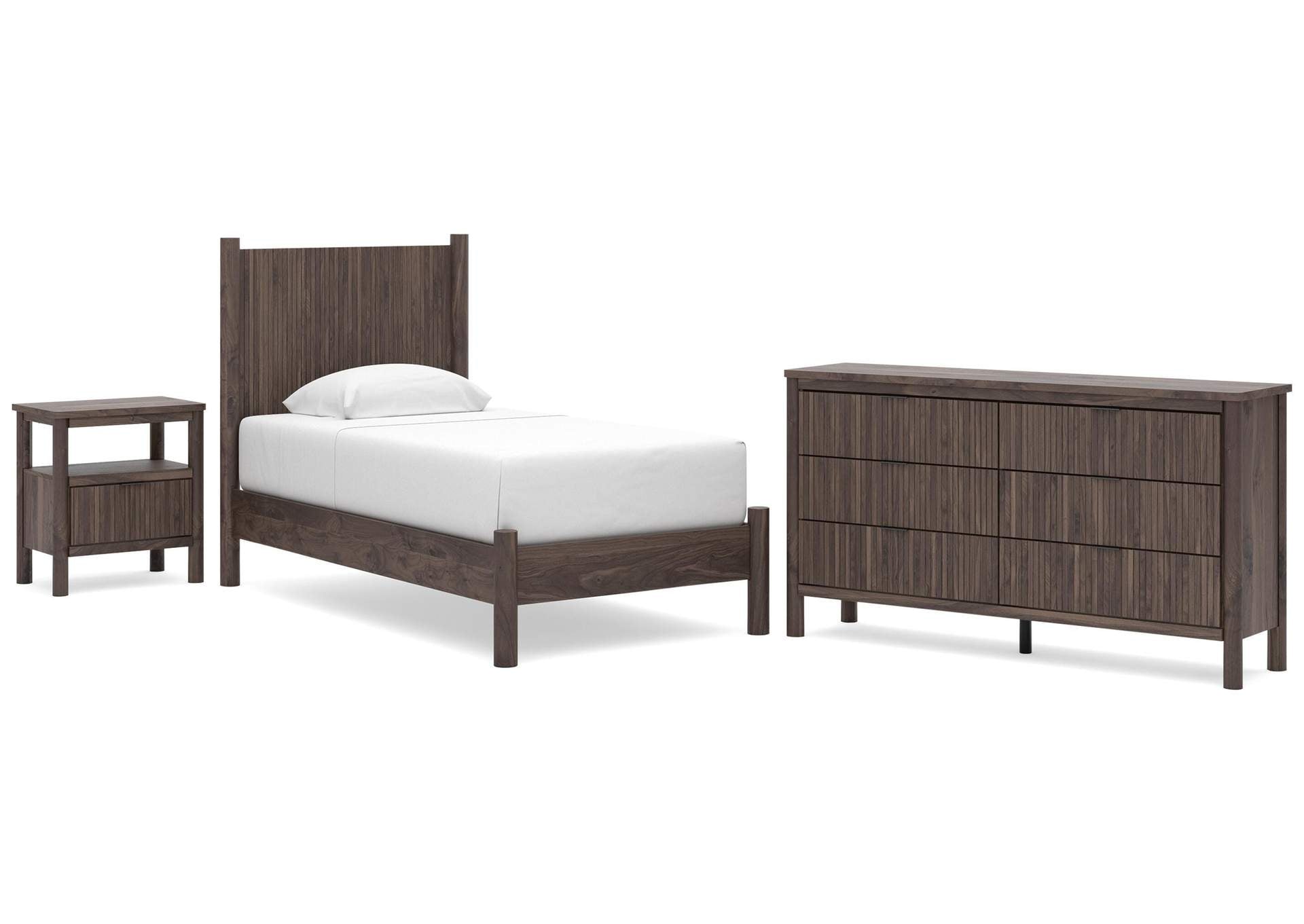 Cadmori Twin Panel Platform Bed, Dresser and Nightstand