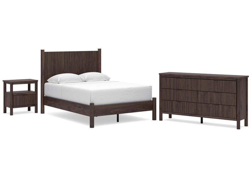 Cadmori Full Panel Platform Bed, Dresser and Nightstand