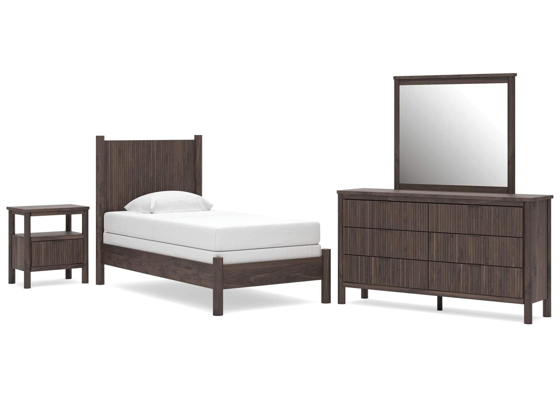 Cadmori Twin Panel Bed, Dresser, Mirror and Nightstand
