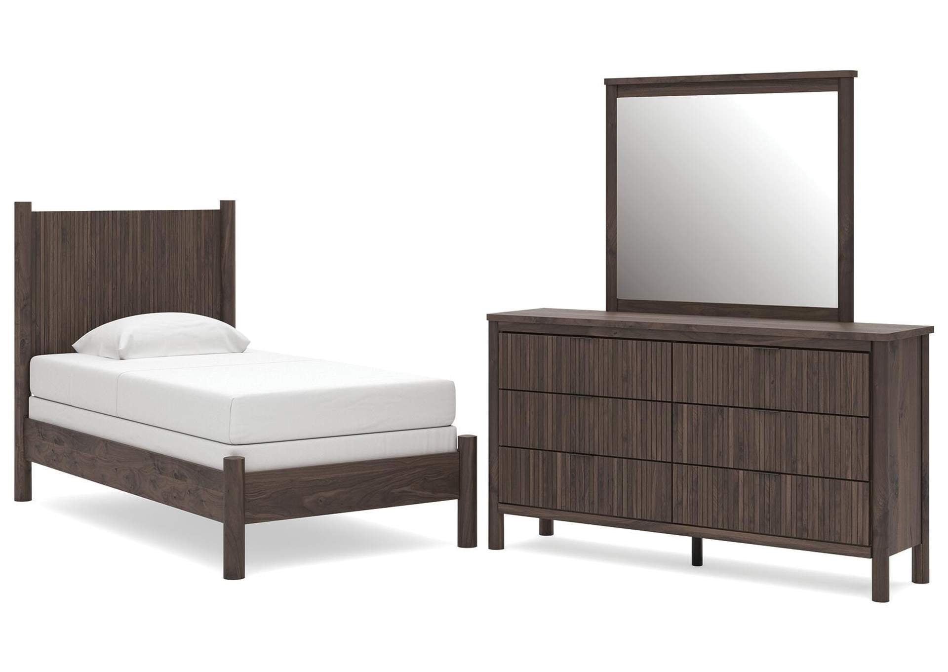 Cadmori Twin Panel Bed, Dresser and Mirror