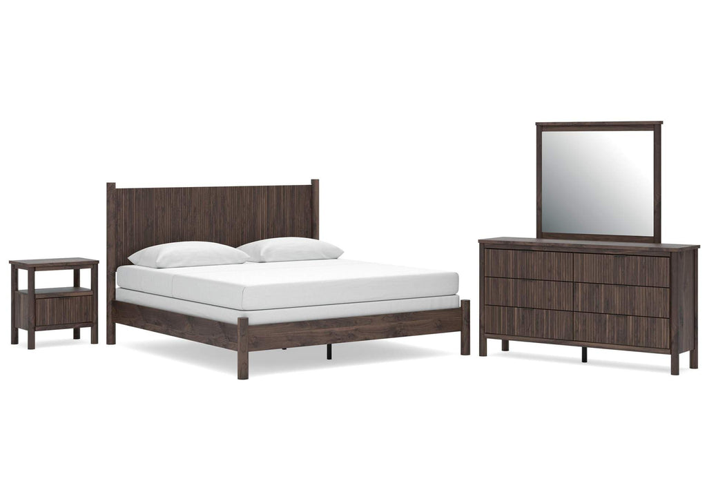 Cadmori King Panel Bed, Dresser, Mirror and Nightstand